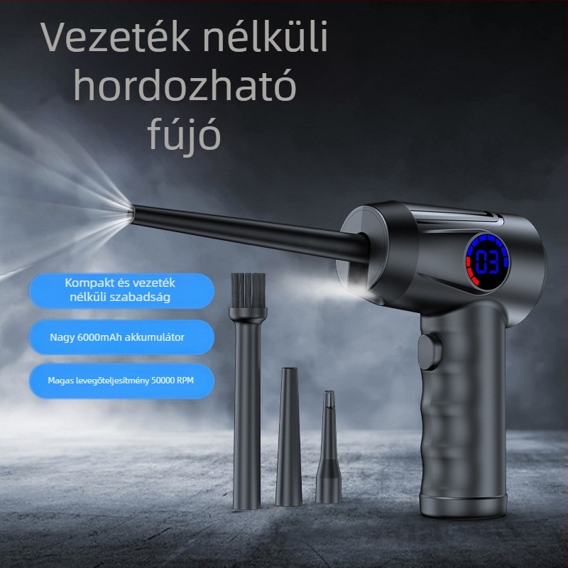 Robbanékony intelligens digitális kijelzővel ellátott, kényelmes töltést biztosító mini kézi tisztító, pumpáló, vezeték nélküli autós szuper porfúvó