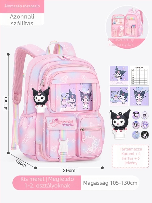 Hűtőszekrény ajtótípusú ajtónyitású iskolatáska első osztályos lányoknak, vízálló gerincvédelemmel, 3-6 éves általános iskolások számára a terhelés csökkentése érdekében