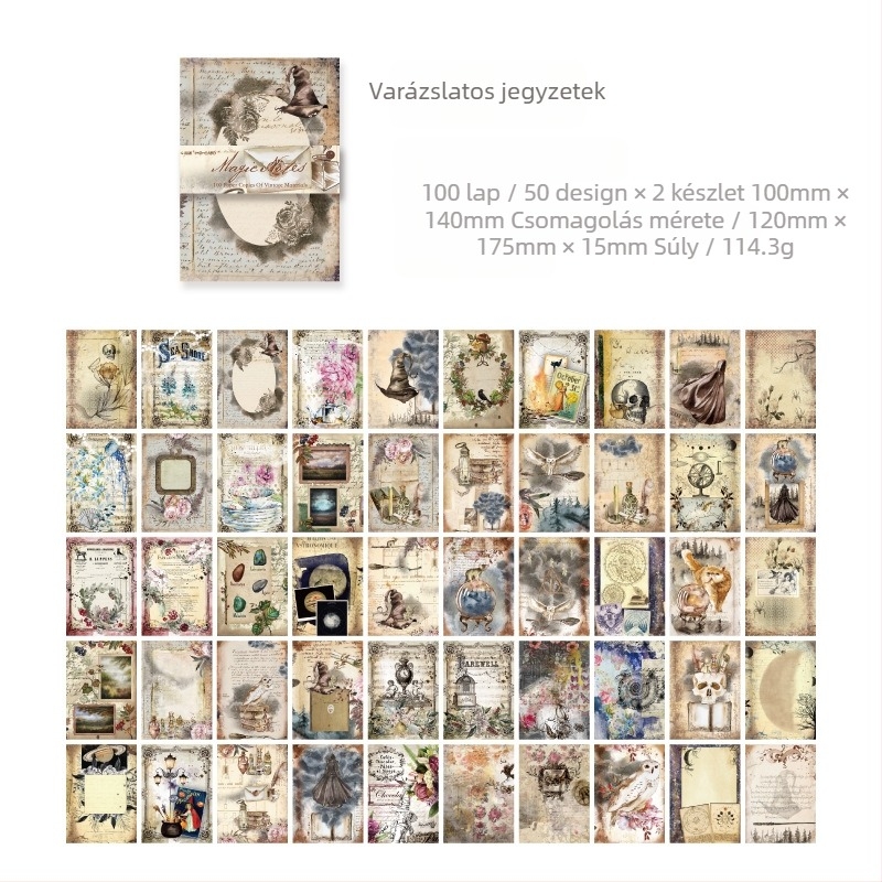 Momo Retro Anyag Papír Dinasztia és Esti Sorozat Kollázs Kézikönyv DIY Dekoratív Alapanyag 100 Darab