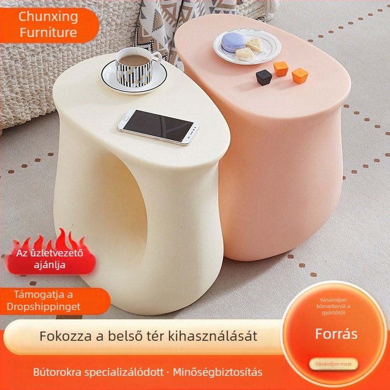 Nordic Irregular Small Coffee Barrel dohányzóasztal, Ins Style Designer Side Barrel asztal, Dopamine, Kis Lakásbeli Sarokasztal, Kreatív U-alakú Kis Dohányzóasztal