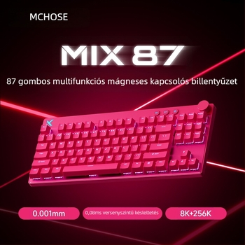 Mchose Mix87 mágneses tengelyű e-sport mechanikus billentyűzet Argb világításeffektussal, testreszabott játékhoz való vezetékes billentyűzet