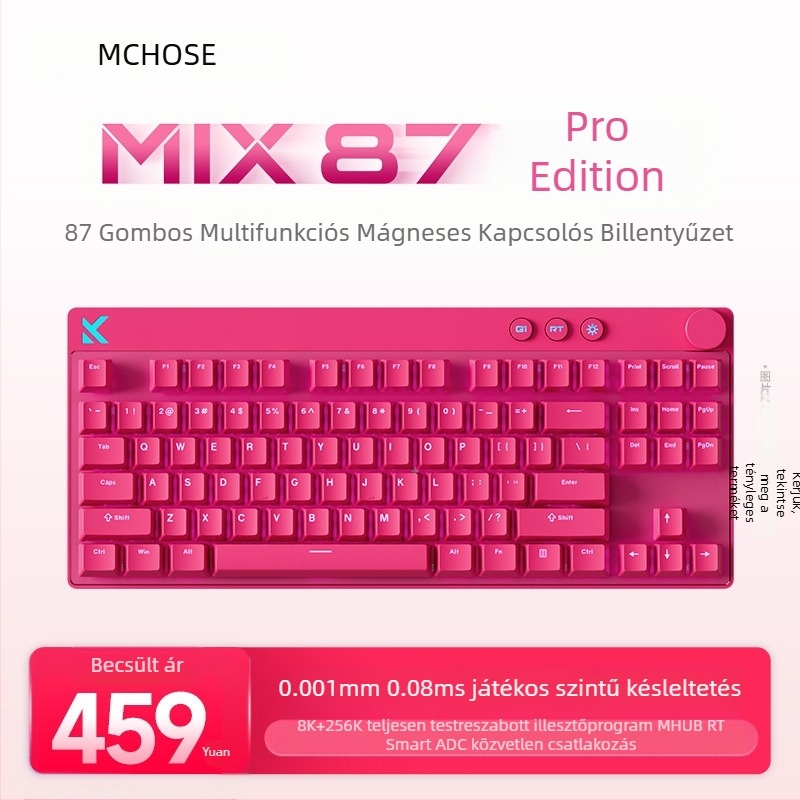 Mchose Mix87 mágneses tengelyű e-sport mechanikus billentyűzet Argb világításeffektussal, testreszabott játékhoz való vezetékes billentyűzet