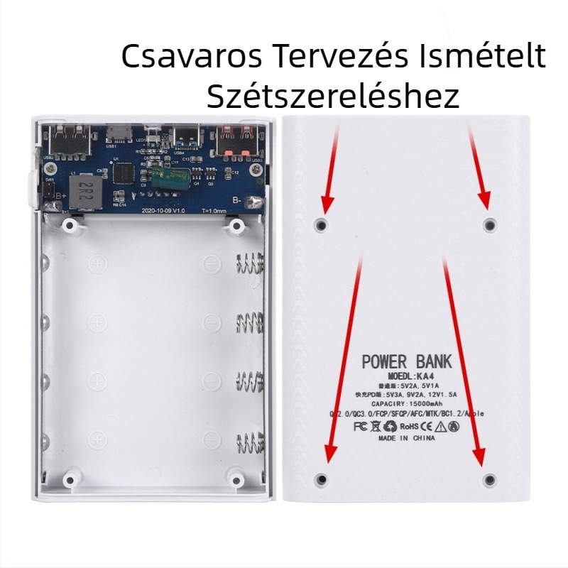 4 db 18650 gyorstöltő 22,5 W-os mobil tápegység, hegesztésmentes töltőkészlet, Treasure Flash töltőkészlet, levehető