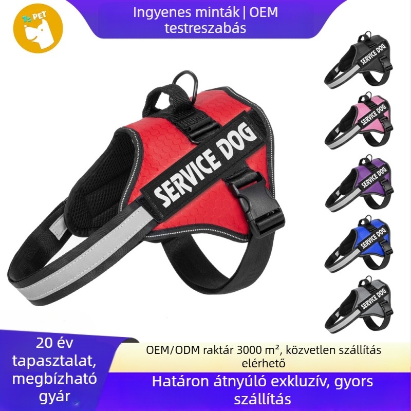 Hám kutyapóráz mellény stílusú közepes és nagy kutyáknak, border collie-knak, golden retrievereknek, francia bulldogoknak, húzásgátló, fényvisszaverő éjszakai sétákhoz