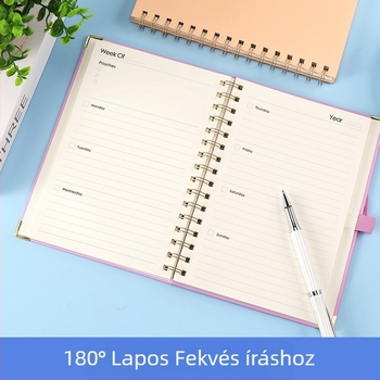 Amerikai heti terv A5 tekercses jegyzetfüzet vízszintes jegyzetfüzet ütemterv jegyzetfüzet angol napló diák jegyzettömb nagykereskedelem