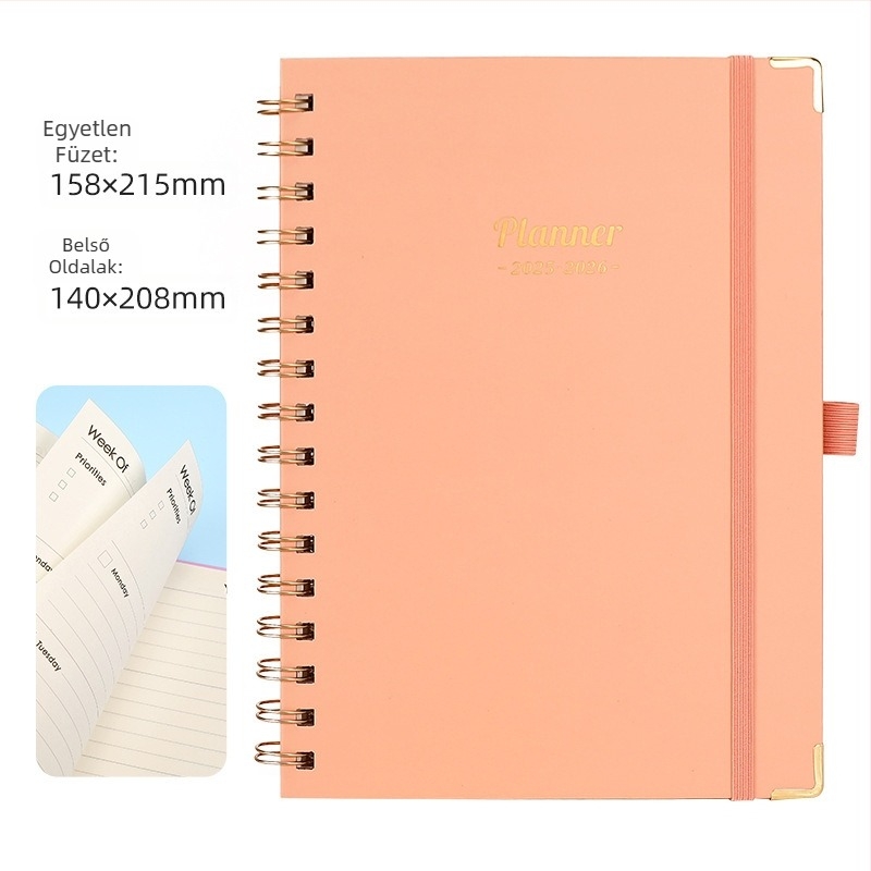 Amerikai heti terv A5 tekercses jegyzetfüzet vízszintes jegyzetfüzet ütemterv jegyzetfüzet angol napló diák jegyzettömb nagykereskedelem