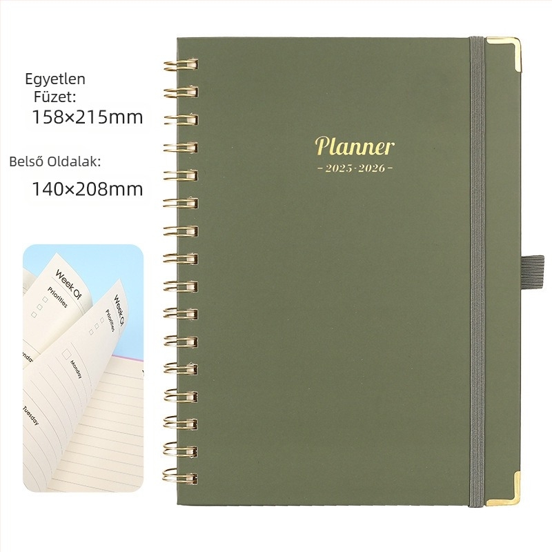 Amerikai heti terv A5 tekercses jegyzetfüzet vízszintes jegyzetfüzet ütemterv jegyzetfüzet angol napló diák jegyzettömb nagykereskedelem