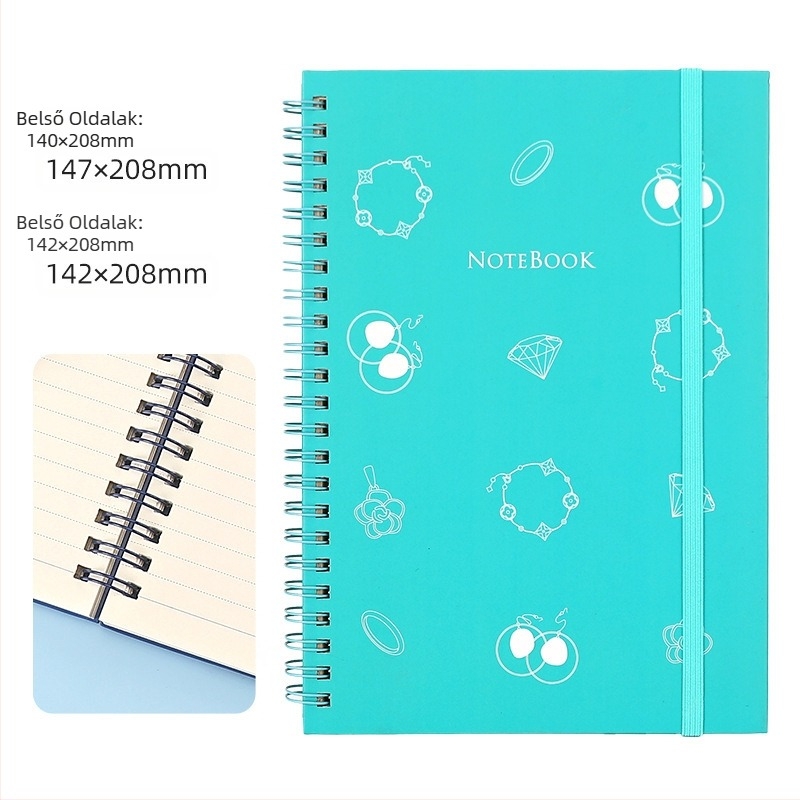 Amerikai heti terv A5 tekercses jegyzetfüzet vízszintes jegyzetfüzet ütemterv jegyzetfüzet angol napló diák jegyzettömb nagykereskedelem