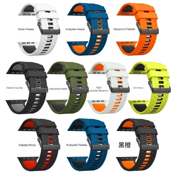 Apple Watch Ultra S10 46mm/9/8/7/6/5 okosórához, négyzet alakú, kétszínű szilikon szíjjal