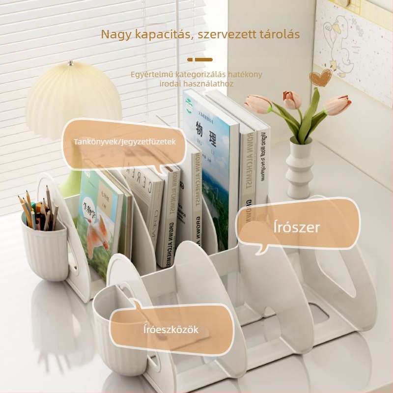 Asztali könyvespolc tárolódoboz átlátszó diákkönyv íróasztal állvány elválasztó akril tolltartó tárolóállvány