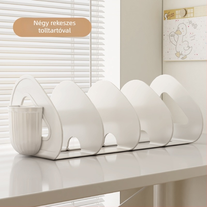 Asztali könyvespolc tárolódoboz átlátszó diákkönyv íróasztal állvány elválasztó akril tolltartó tárolóállvány