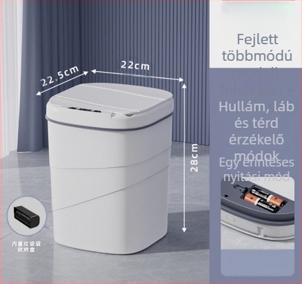 25 éves új okos szemetes beépített kék világító nyomógyűrűvel, felnyitható tetejű, 18 literes, forgó mintázatú okosszenzoros szemetes