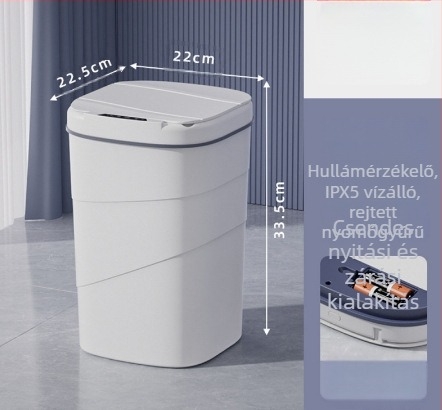 25 éves új okos szemetes beépített kék világító nyomógyűrűvel, felnyitható tetejű, 18 literes, forgó mintázatú okosszenzoros szemetes