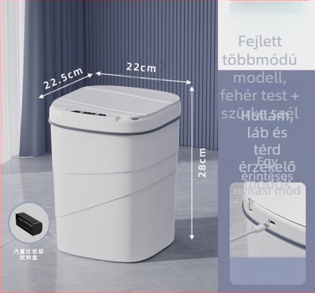 25 éves új okos szemetes beépített kék világító nyomógyűrűvel, felnyitható tetejű, 18 literes, forgó mintázatú okosszenzoros szemetes