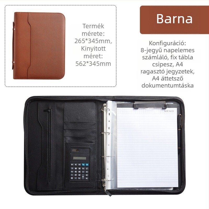 A4-es méretű cipzáras táska, nagykereskedelmi bőr, kivehető lapokkal ellátott értékesítési menedzser mappa, szerződéses információs aktatáska, új stílusú