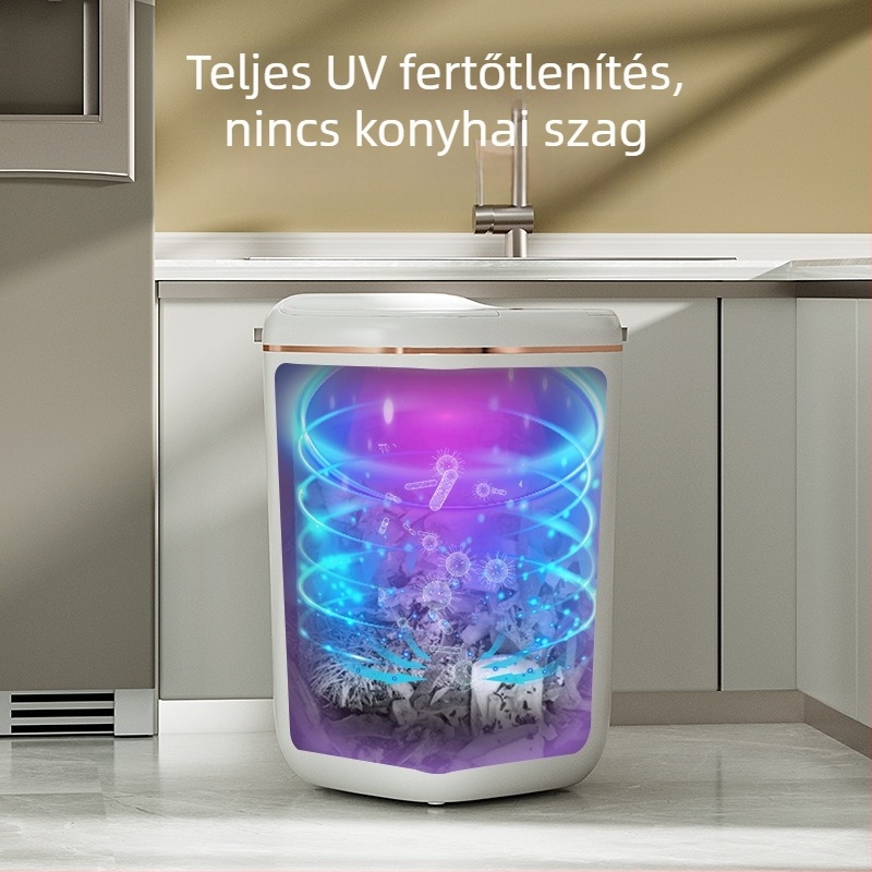Okos szemetes, igényes megjelenéssel és automatikus érzékelővel, otthoni fürdőszobába és konyhába, nagyméretű, fedélérzékelővel, határokon átnyúló nagykereskedelem