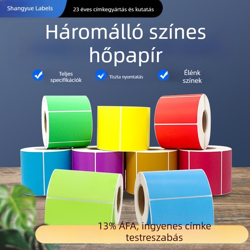 Háromvédelmi funkciójú színes termopapír önragasztó címkékhez