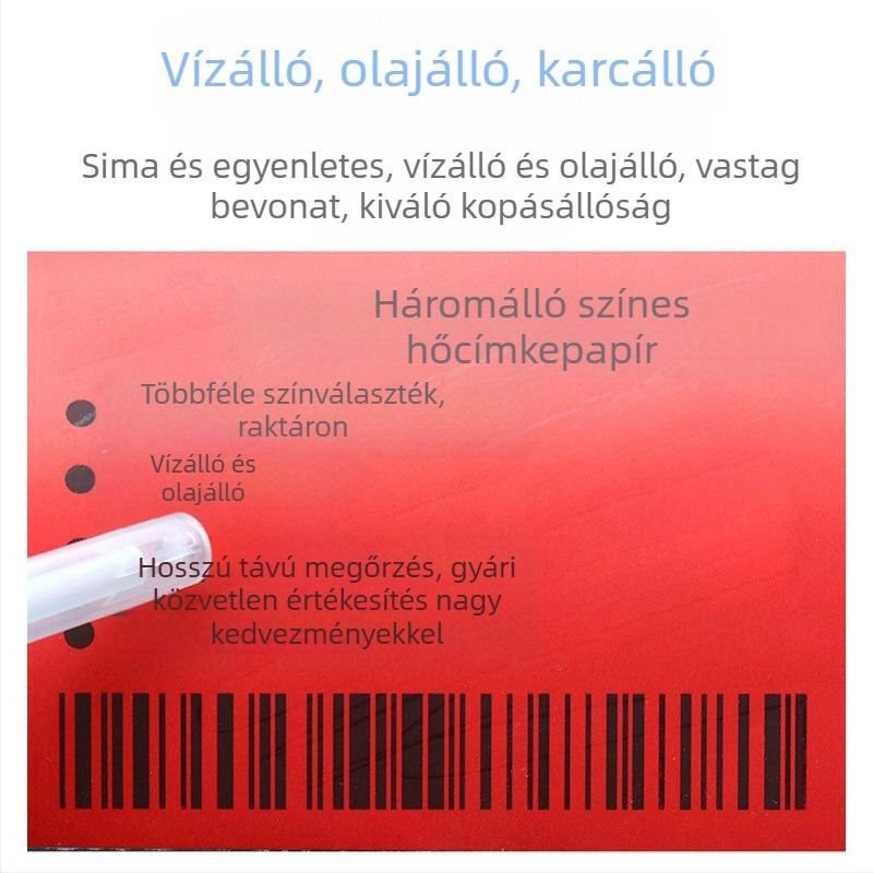 Háromvédelmi funkciójú színes termopapír önragasztó címkékhez
