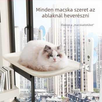 Macska ablakban használható függőágy szívócsészékkel, üvegből készült macskapihenő, balkonra tervezett függő mászókeret