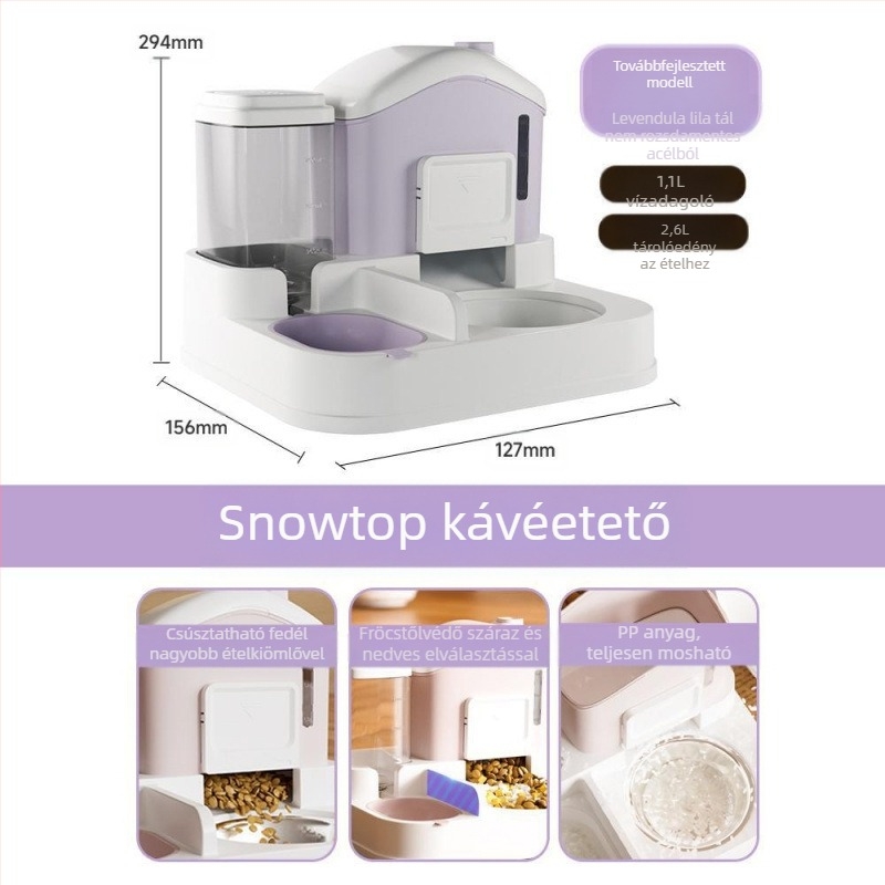 Macskatál Macskaeledel-tál Snow House Automata etető itató Integrált felborulásgátló kisállat macska kölyökkutya rizstál dupla tál