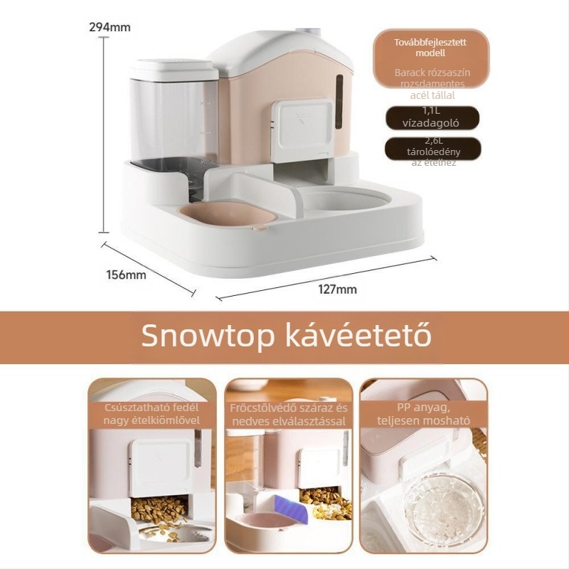 Macskatál Macskaeledel-tál Snow House Automata etető itató Integrált felborulásgátló kisállat macska kölyökkutya rizstál dupla tál
