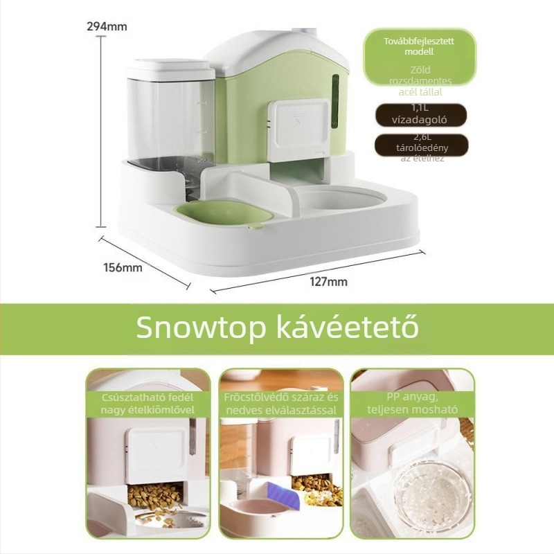 Macskatál Macskaeledel-tál Snow House Automata etető itató Integrált felborulásgátló kisállat macska kölyökkutya rizstál dupla tál