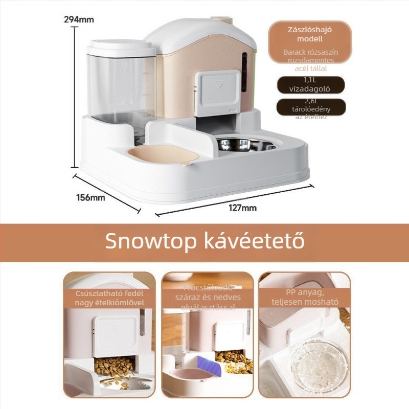 Macskatál Macskaeledel-tál Snow House Automata etető itató Integrált felborulásgátló kisállat macska kölyökkutya rizstál dupla tál