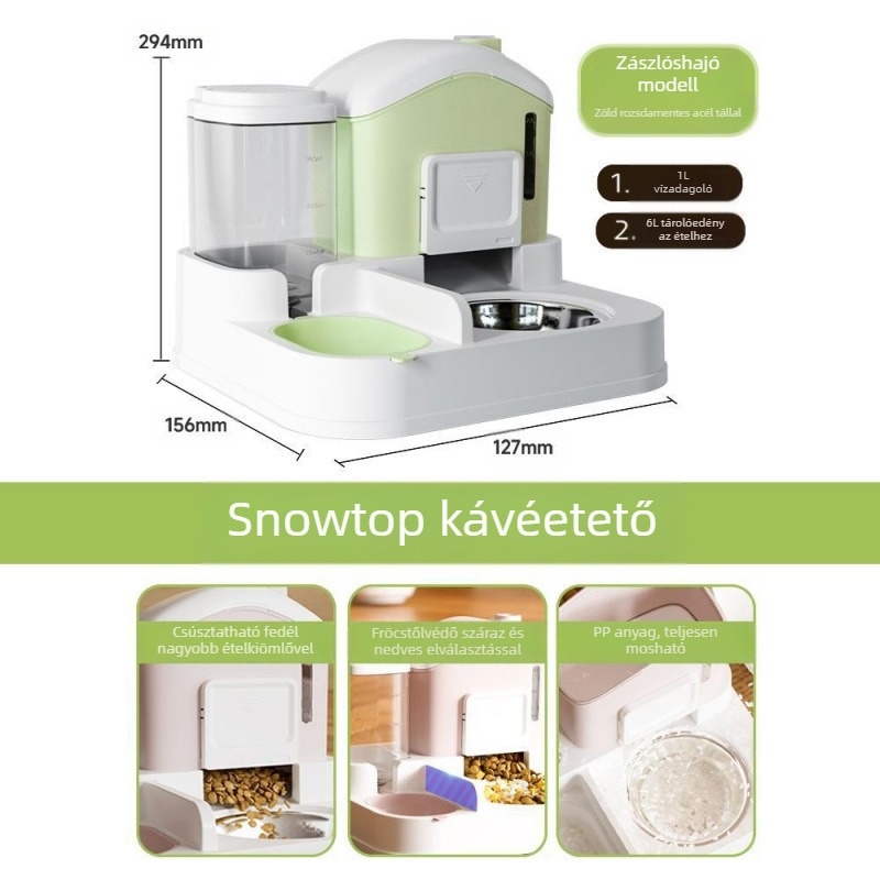 Macskatál Macskaeledel-tál Snow House Automata etető itató Integrált felborulásgátló kisállat macska kölyökkutya rizstál dupla tál