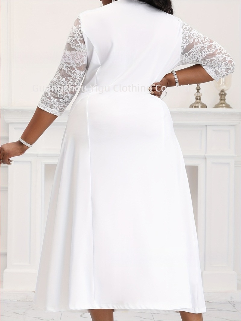 Külkereskedelmi Határokon Átnyúló Új Termék Plus Size Divatos Ruha Női Egyszínű Elegáns Ruha Kerek Nyakú Rövid Ujjú Nyári Ruha Amazon