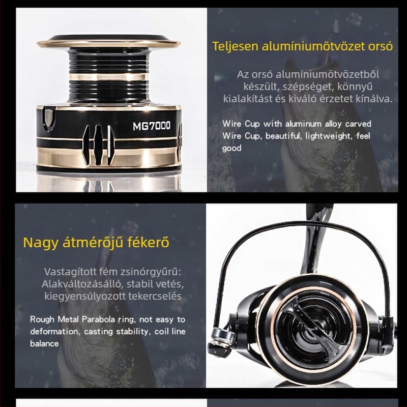 Teljesen fémből készült horgász orsó horgász orsó dobóbot horgászkerék forgó kerék horgászkerék tengeri pole kerék távirányítós dobókerék horgászfelszerelés nagykereskedelem