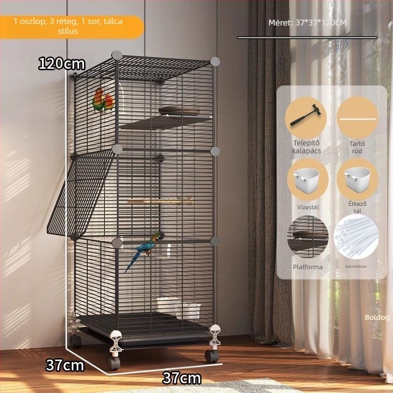 Nagy, cseppálló madárkalitka papagájoknak, kakaduknak, seregélyeknek, nagy seregélyeknek, hullámos papagájoknak és kanáriknak, luxus kerti villa