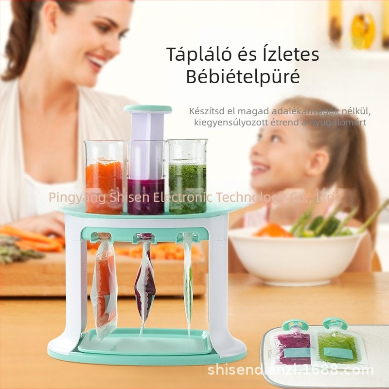 Gyermek püréprés háztartási konyhai adagoló étrend-kiegészítő készítő kézi bébiétel-kiegészítő tároló zacskó étrend-kiegészítő gép