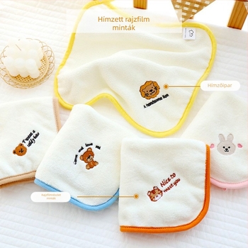 Színes szélű négyzet alakú baba géz törölköző, puha, kicsi, négyzet alakú, óvodai arctörölköző, 30*30cm