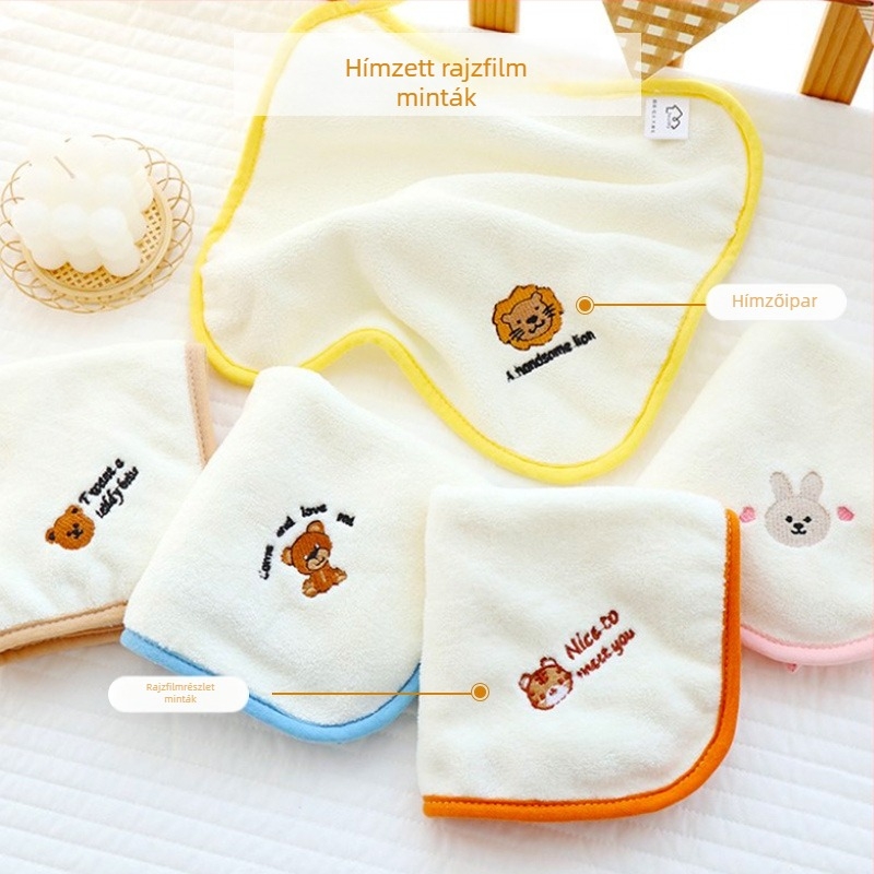 Színes szélű négyzet alakú baba géz törölköző, puha, kicsi, négyzet alakú, óvodai arctörölköző, 30*30cm