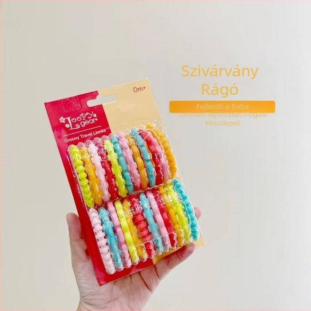 Szivárványos rágóka baba szivárványos gyűrű rágóka nagykereskedelmi biztonsági műanyag tengelykapcsoló gyűrű