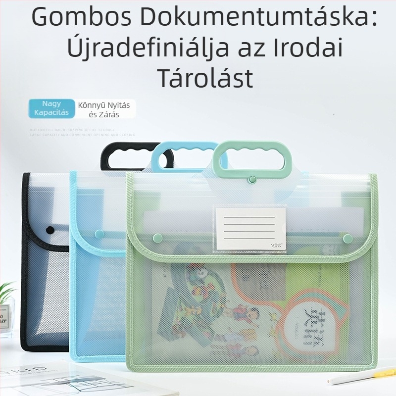 Átlátszó dokumentumtáska, vízálló PP patent tárolótáska, diákdolgozat papírtáska, nagy kapacitású A4-es információs táska, válltáska, oktatótáska