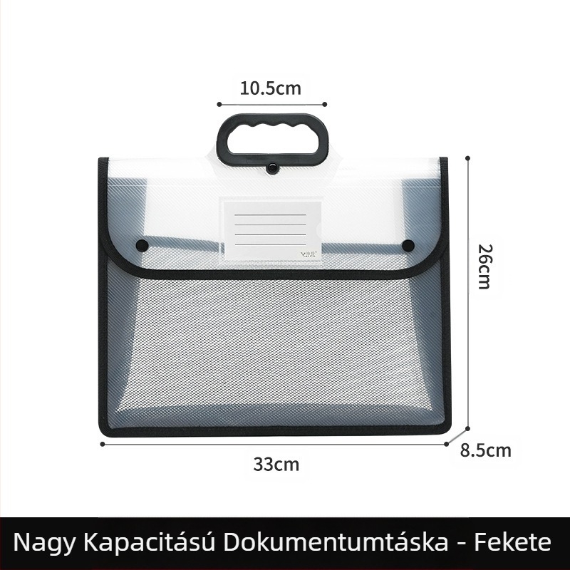 Átlátszó dokumentumtáska, vízálló PP patent tárolótáska, diákdolgozat papírtáska, nagy kapacitású A4-es információs táska, válltáska, oktatótáska