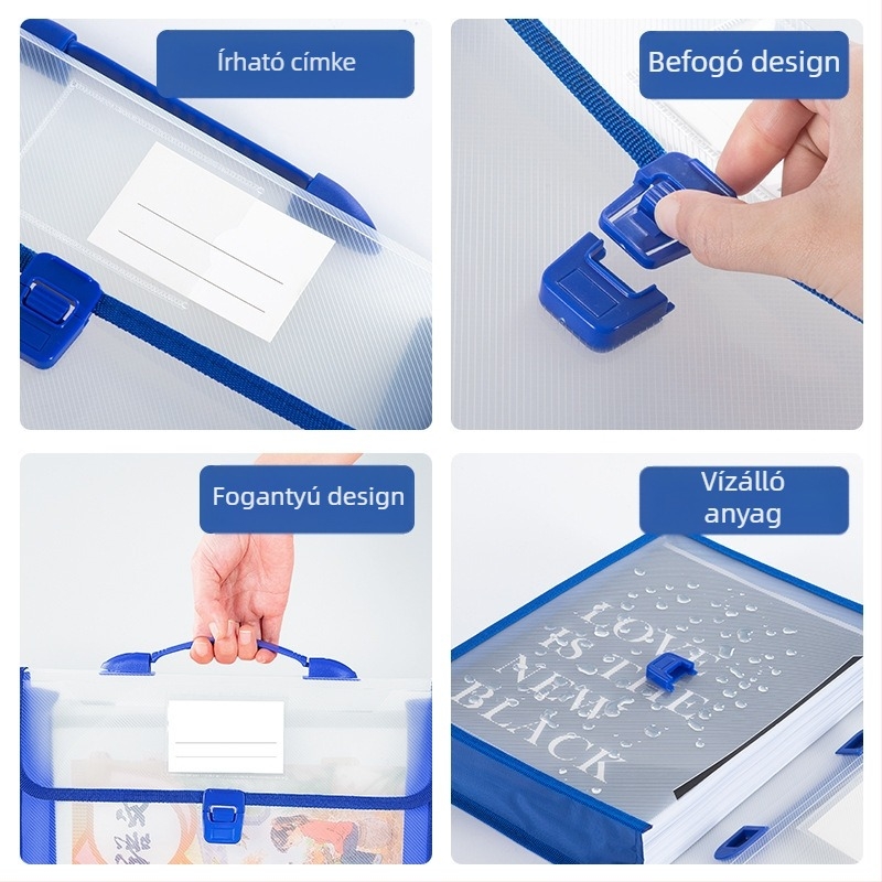 A4-es hordozható dokumentumtáska, információs táska, háromdimenziós, nagy kapacitású diákvizsga-dolgozat, tankönyv adattároló táska, vízálló, hordozható