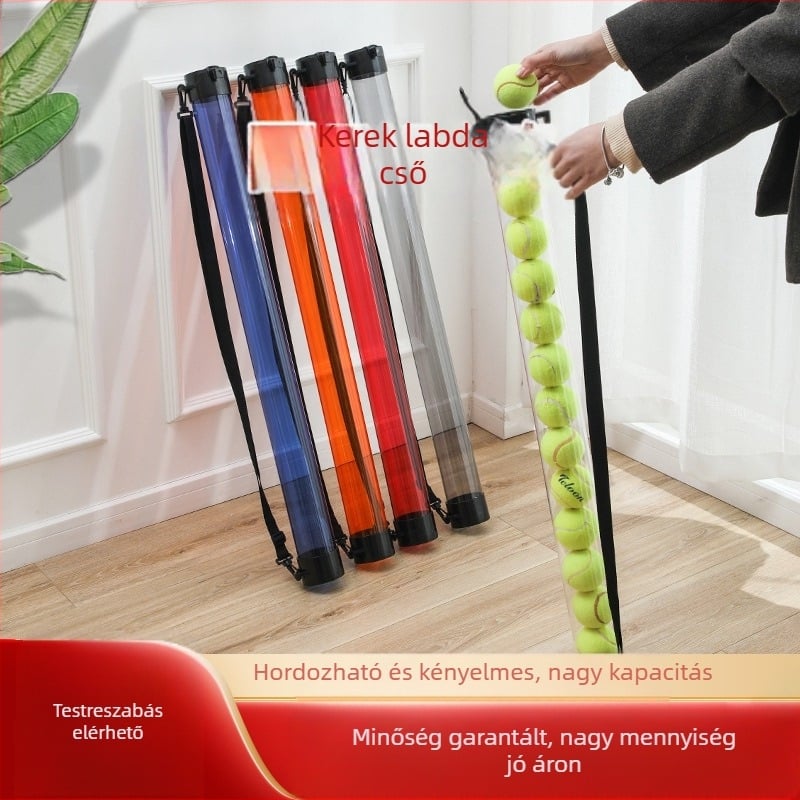 Színes átlátszó műanyag kerek labdacső, meghosszabbított labdacső, teniszlabda-szedő, labdakosár, labdakosár, labdavödör