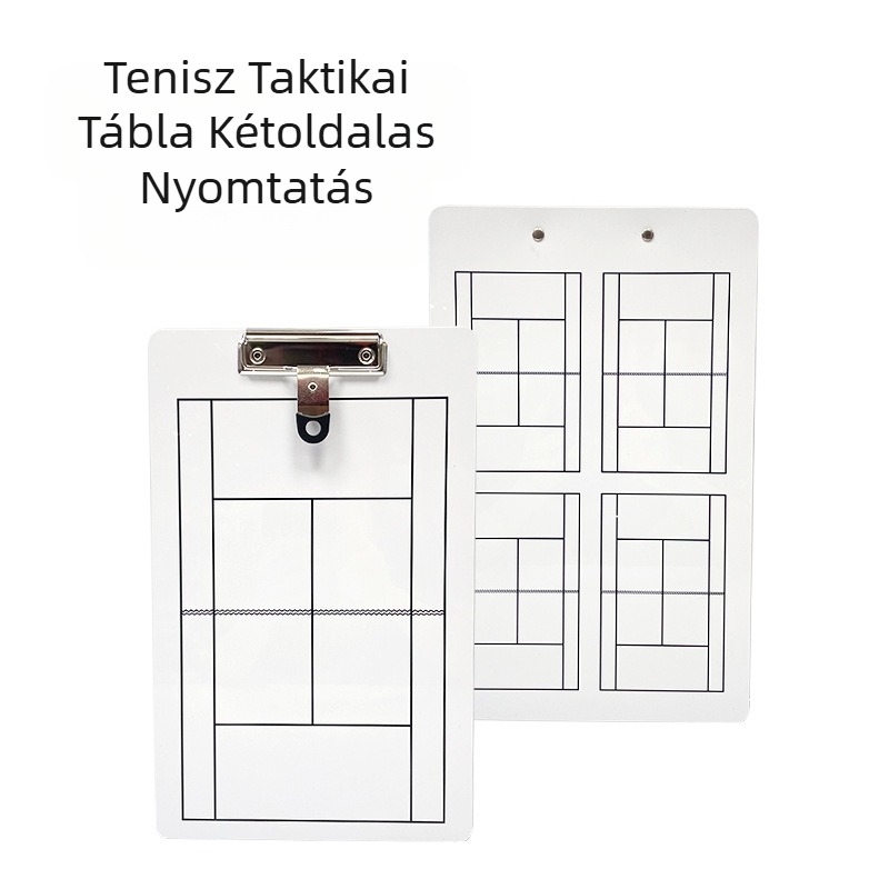Tenisz taktikai tábla, hordozható, univerzális klipszes társasjáték edzői útmutató, gyakorlat, kétoldalas, írható, törölhető tábla