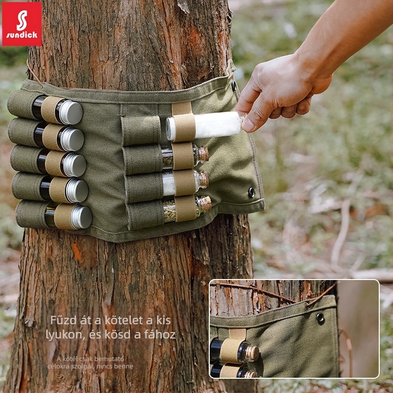 Hegyi ügyfeleknek kültéri kempingezéshez, fűszeres palack tárolózsák, üveg fűszeres palack, grillezéshez, fűszeres palack kombinációs öltöny, vászontáska