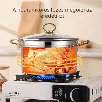 Határokon átnyúló binaurális leveses fazék rozsdamentes acélból készült, vastagított háztartási pörköltfazék, teljes öltönyfazék-készlet, 6 darabos ajándék SHENGBIDE