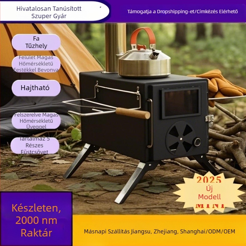 Határokon átnyúló kültéri kemping fatüzelésű kályha sátorkályha fűtőkályha könnyen összecsukható hordozható multifunkcionális tűzifa kályhával