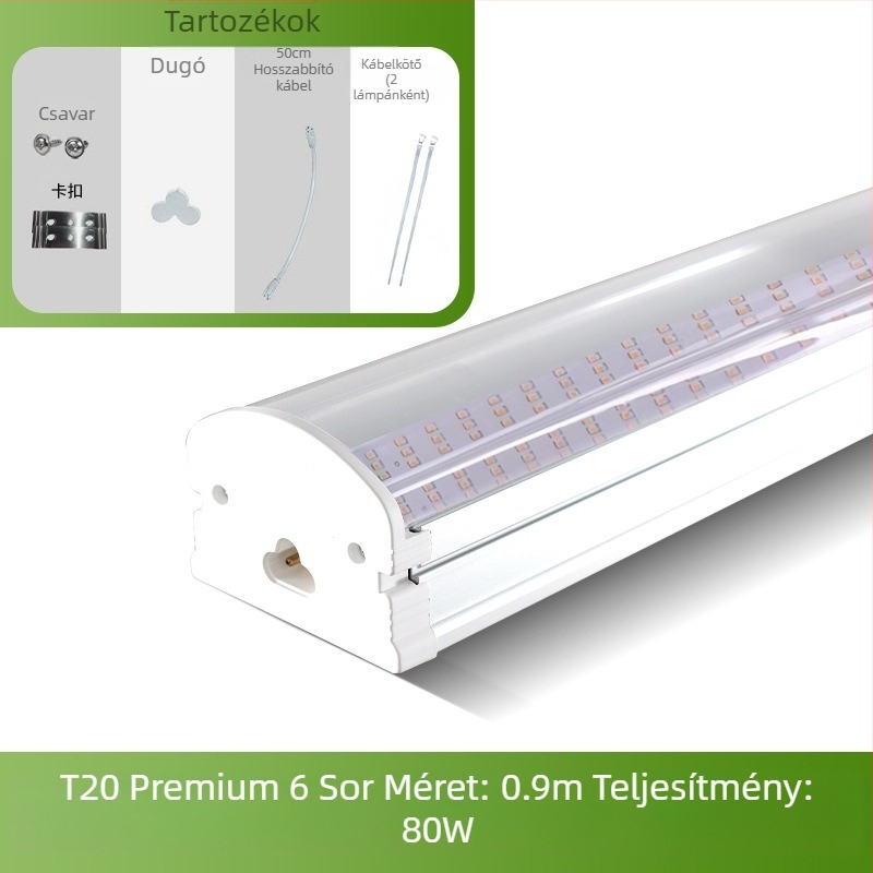 Növénylámpa T20 teljes spektrumú növekedési lámpa pozsgás lámpa zöld növény kiegészítő fény LED virágnövény növekedési lámpa