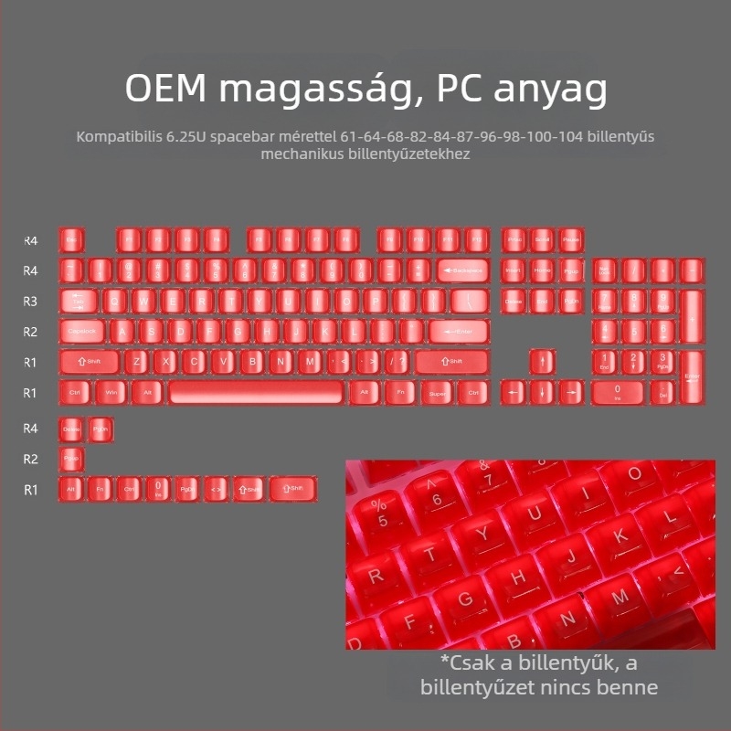 OEM Nagyon fehér márvány gömbkupak PC teljesen átlátszó Wooting piros átlátszó billentyűsapka 61 75 98 mechanikus billentyűzet sapka