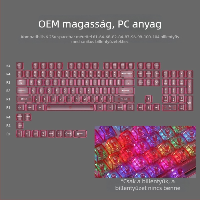 OEM Nagyon fehér márvány gömbkupak PC teljesen átlátszó Wooting piros átlátszó billentyűsapka 61 75 98 mechanikus billentyűzet sapka