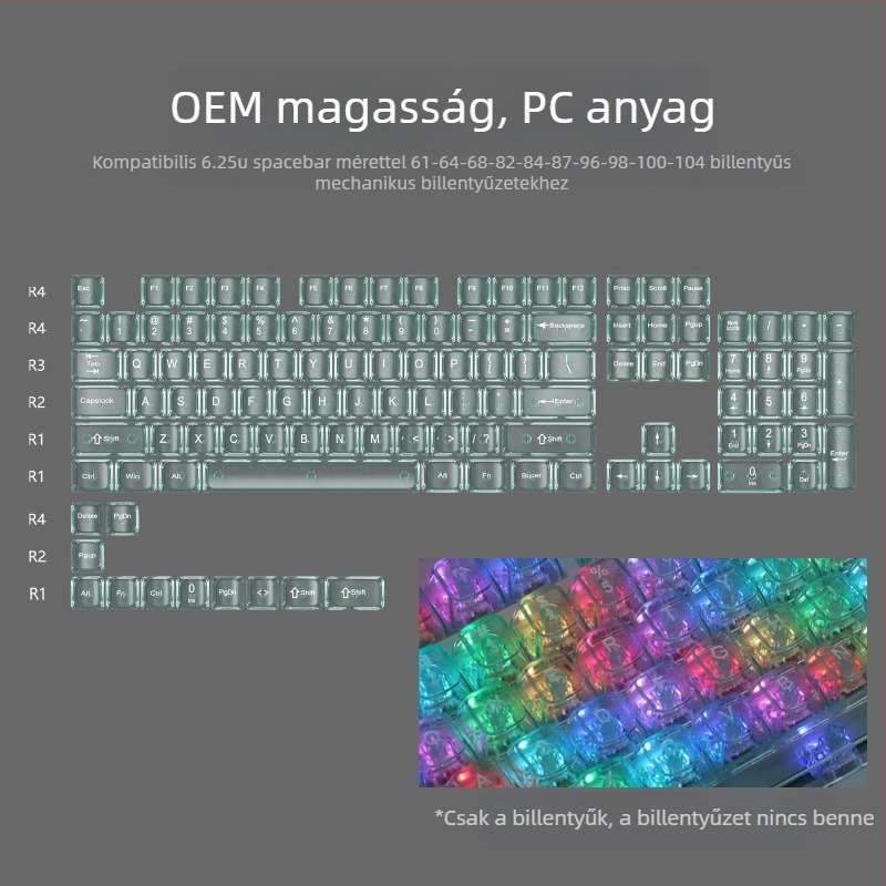 OEM Nagyon fehér márvány gömbkupak PC teljesen átlátszó Wooting piros átlátszó billentyűsapka 61 75 98 mechanikus billentyűzet sapka