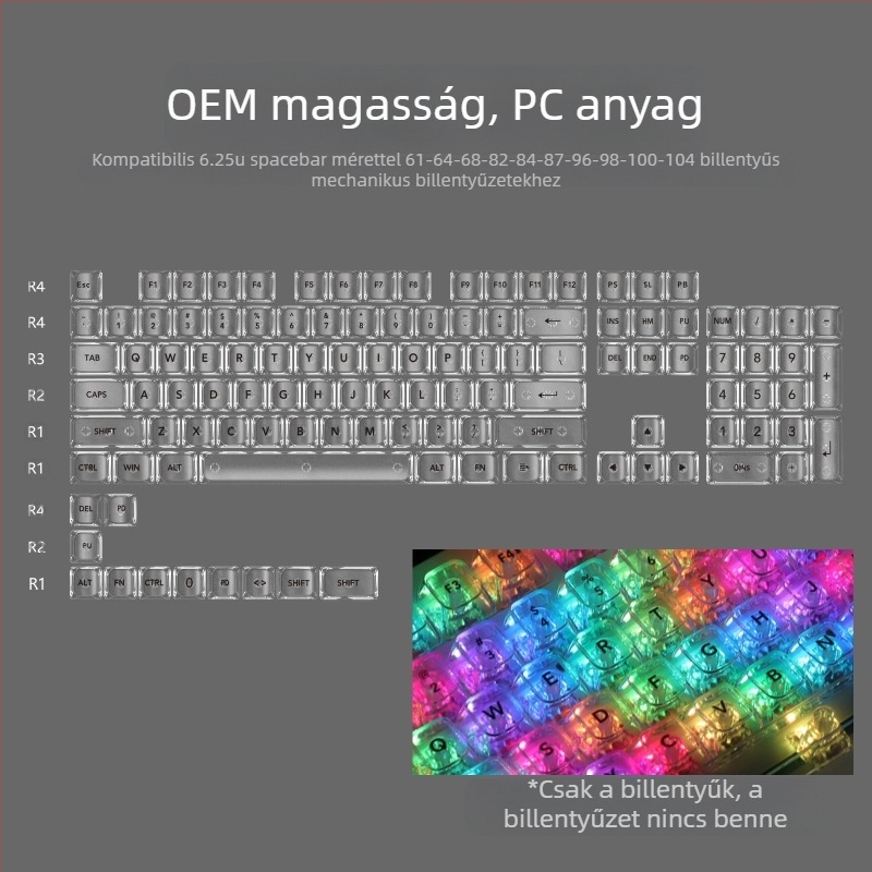 OEM Nagyon fehér márvány gömbkupak PC teljesen átlátszó Wooting piros átlátszó billentyűsapka 61 75 98 mechanikus billentyűzet sapka