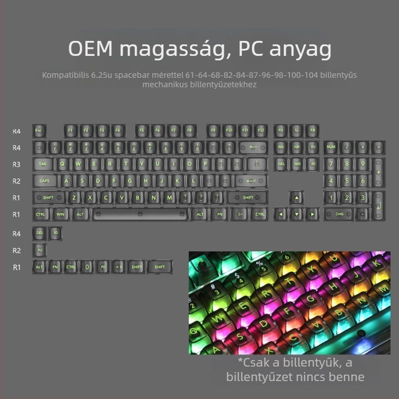 OEM Nagyon fehér márvány gömbkupak PC teljesen átlátszó Wooting piros átlátszó billentyűsapka 61 75 98 mechanikus billentyűzet sapka