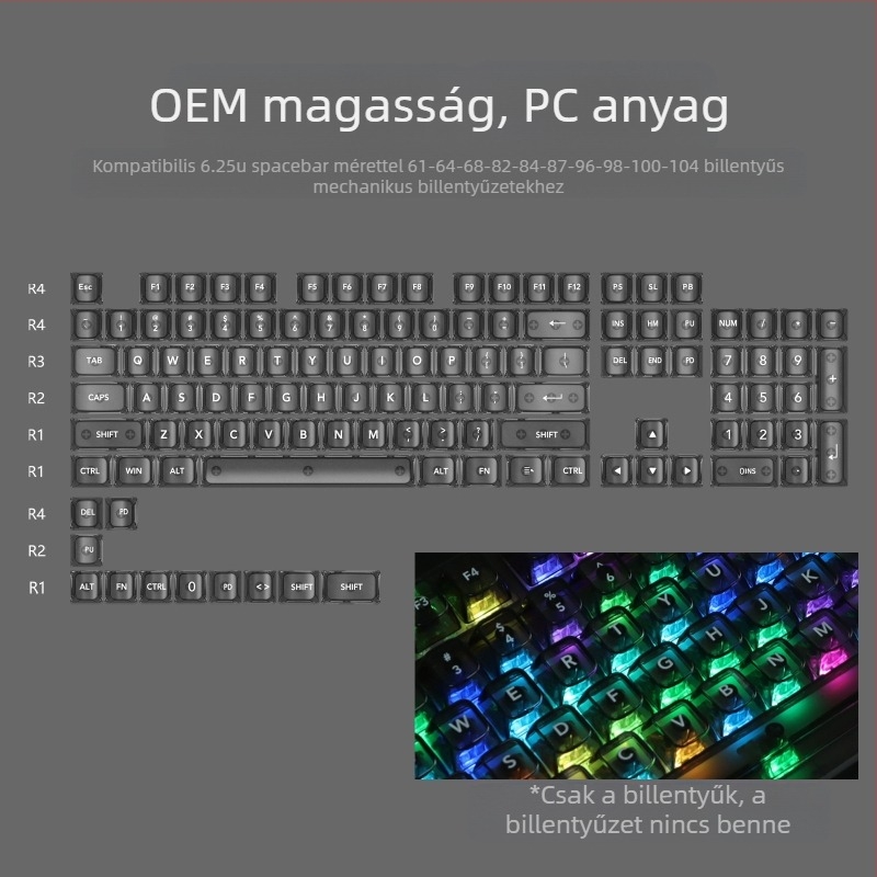 OEM Nagyon fehér márvány gömbkupak PC teljesen átlátszó Wooting piros átlátszó billentyűsapka 61 75 98 mechanikus billentyűzet sapka